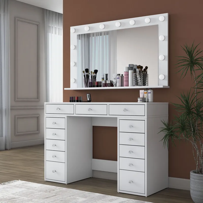 Pervik Sminkbord 120x81,6x44,5 cm - Vit, kallvit - Möbler - Bord