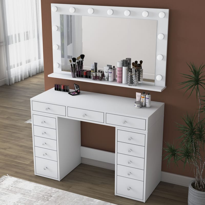 Pervik Sminkbord 120x81,6x44,5 cm - Vit, kallvit - Möbler - Bord