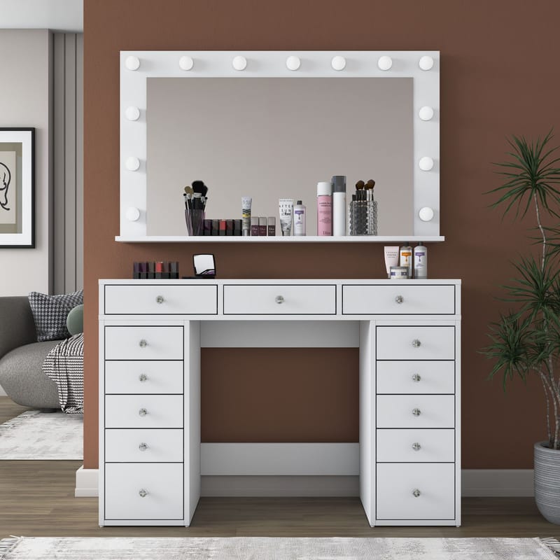 Pervik Sminkbord 120x81,6x44,5 cm - Vit, kallvit - Möbler - Bord