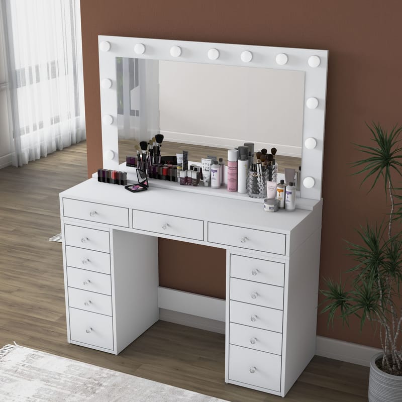 Pervik Sminkbord 120x81,6x44,5 cm - Vit, kallvit - Möbler - Bord