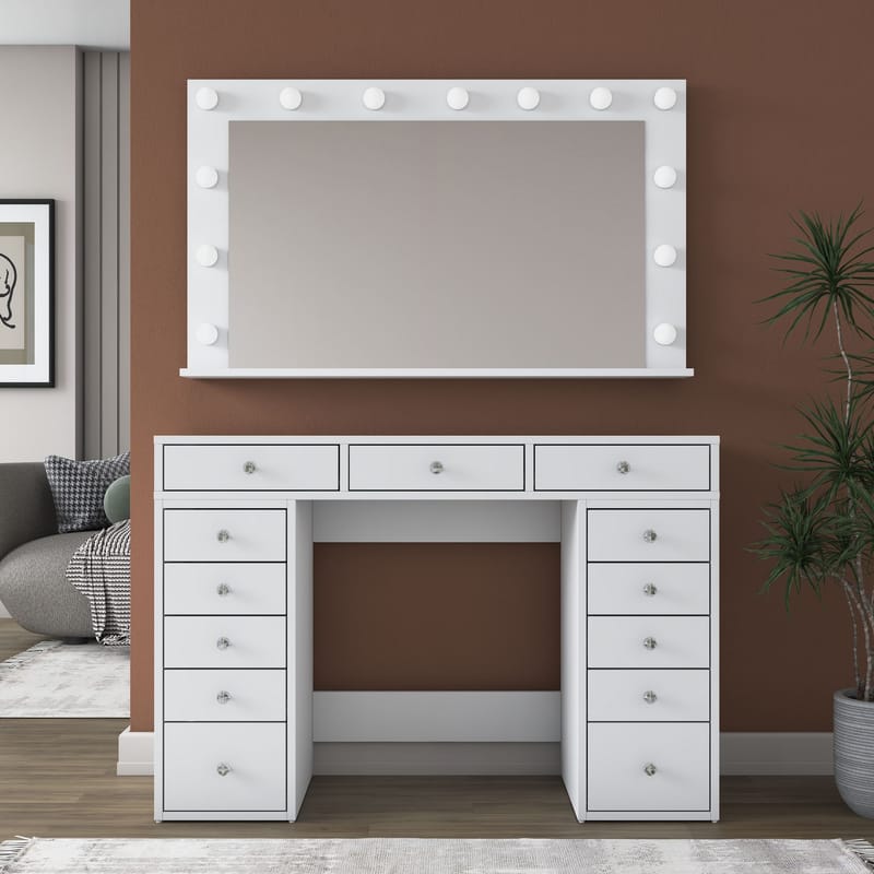 Pervik Sminkbord 120x81,6x44,5 cm - Vit, kallvit - Möbler - Bord