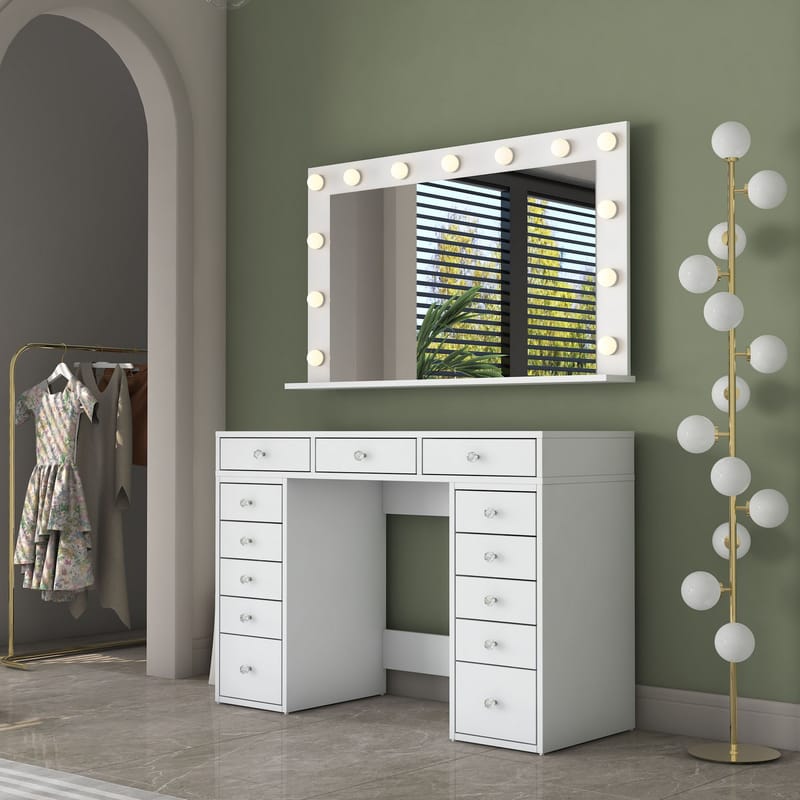 Pervik Sminkbord 120x81,6x44,5 cm - Vit, varmvit - Möbler - Bord