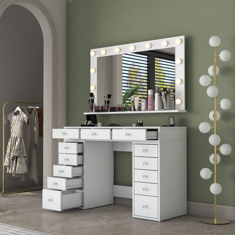 Pervik Sminkbord 120x81,6x44,5 cm - Vit, varmvit - Möbler - Bord