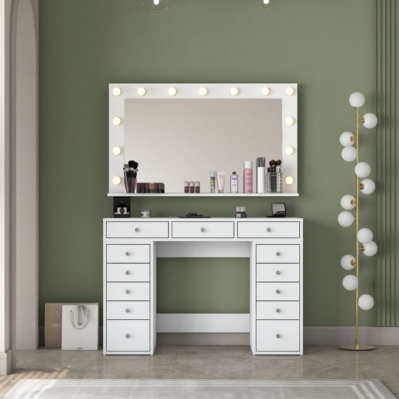 Pervik Sminkbord 120x81,6x44,5 cm - Vit, varmvit - Möbler - Bord