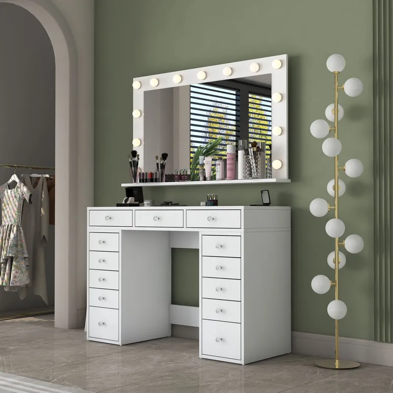 Pervik Sminkbord 120x81,6x44,5 cm - Vit, varmvit - Möbler - Bord