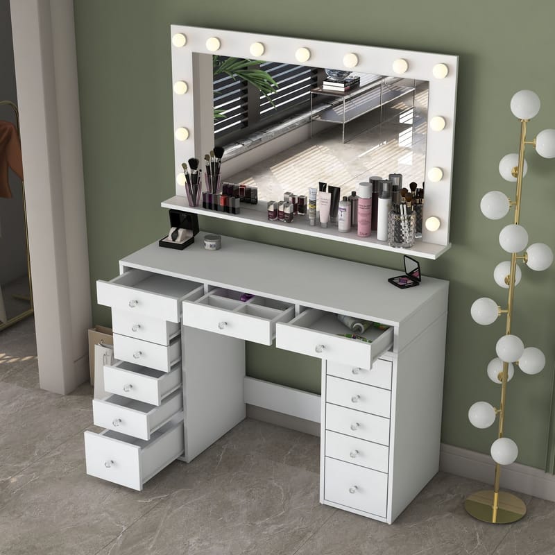 Pervik Sminkbord 120x81,6x44,5 cm - Vit, varmvit - Möbler - Bord