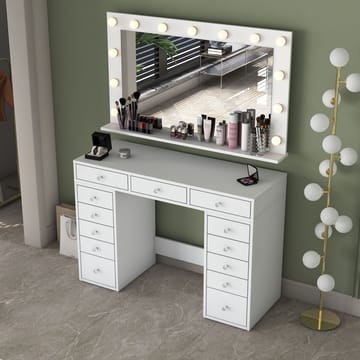 Pervik Sminkbord 120x81,6x44,5 cm - Vit, varmvit - Möbler - Bord