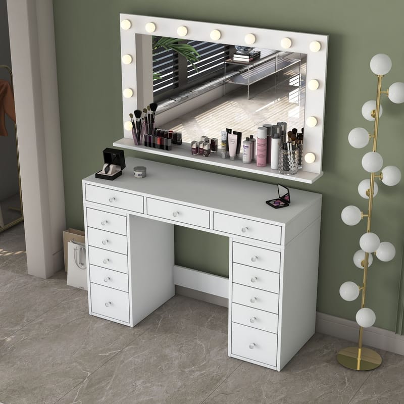 Pervik Sminkbord 120x81,6x44,5 cm - Vit, varmvit - Möbler - Bord