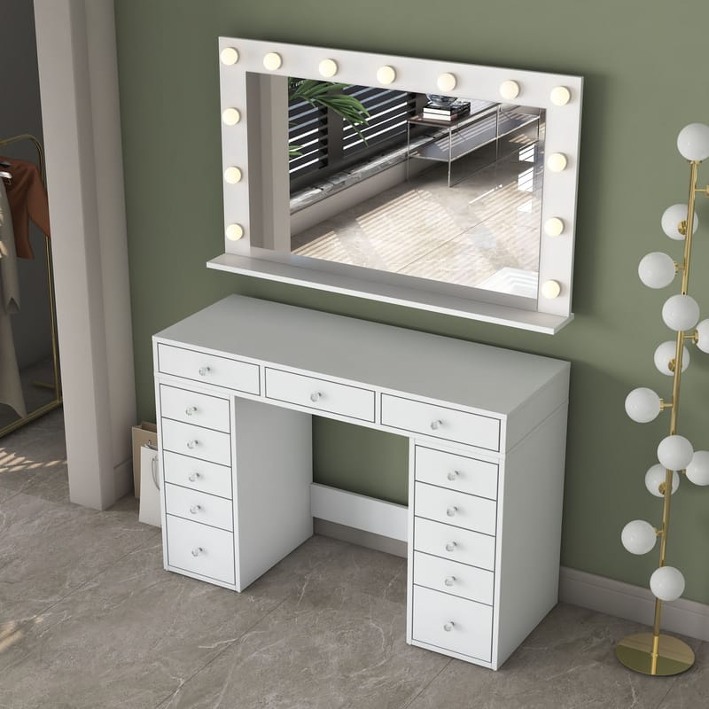 Pervik Sminkbord 120x81,6x44,5 cm - Vit, varmvit - Möbler - Bord