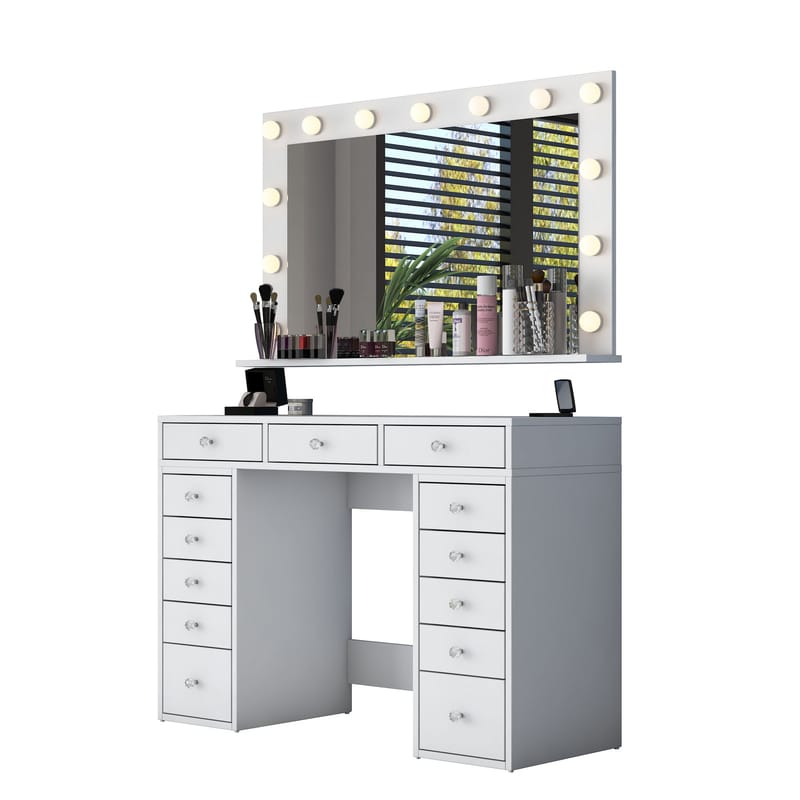 Pervik Sminkbord 120x81,6x44,5 cm - Vit, varmvit - Möbler - Bord