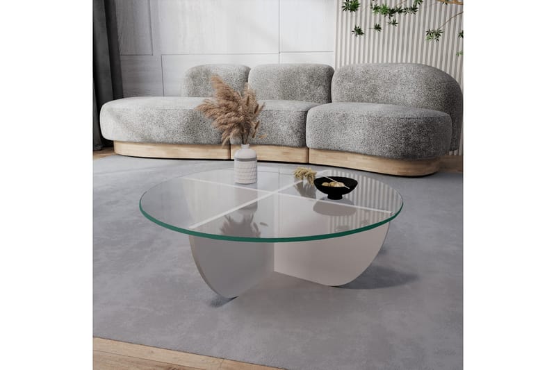 PETRONILA Soffbord 90x30x90 cm Vit Runt - Möbler - Bord