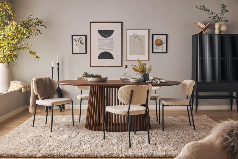 Peyra Ovalt Matbord 200 cm för 6 personer Köksbord Massiv Valnöt - Mörkbrunt / Trä - Möbler - Bord