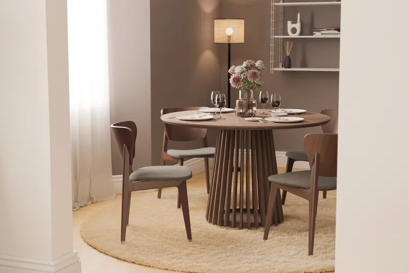 Peyra Runt Matbord 120 cm för 4 personer Köksbord i trä - Valnöt - Möbler - Bord