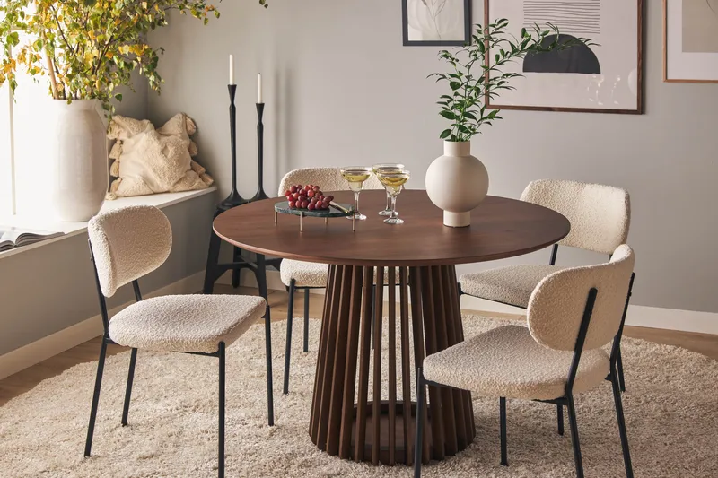 Peyra Runt Matbord 120 cm för 4 personer Köksbord i trä - Valnöt - Möbler - Bord