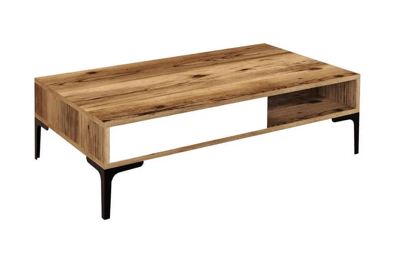 Poko Rektangulärt Soffbord 105 cm med Öppen Hylla i Trä, Brun