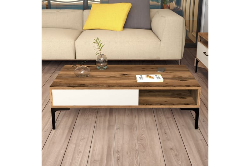 QUEPRIMA Soffbord 105x32,6x105 cm Brun - Möbler - Bord