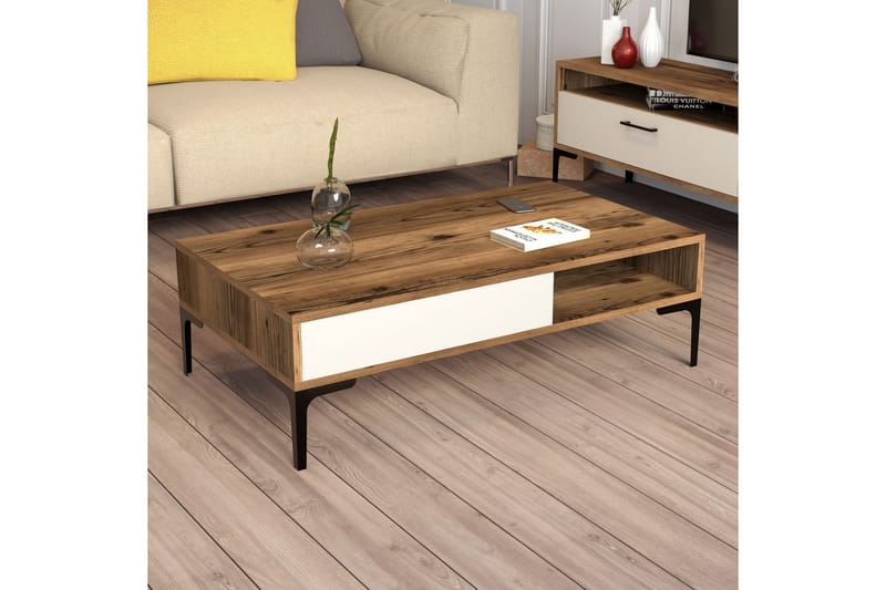 QUEPRIMA Soffbord 105x32,6x105 cm Brun - Möbler - Bord