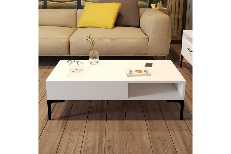 QUEPRIMA Soffbord 105x32,6x105 cm Vit - Möbler - Bord