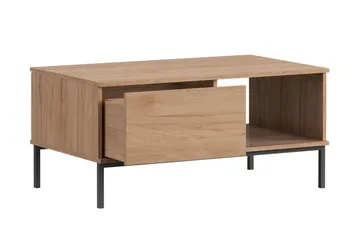 Querty Soffbord 100 cm med Förvaring Hylla + Låda - Vit/Svart - Möbler - Bord