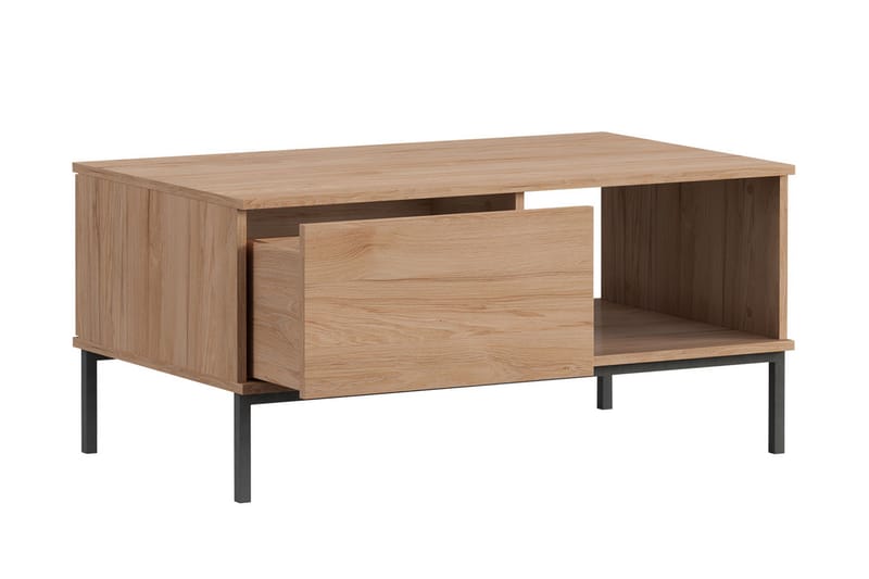 QUSAR Soffbord 100  cm med Förvaring Hylla + Låda Svart - Möbler - Bord