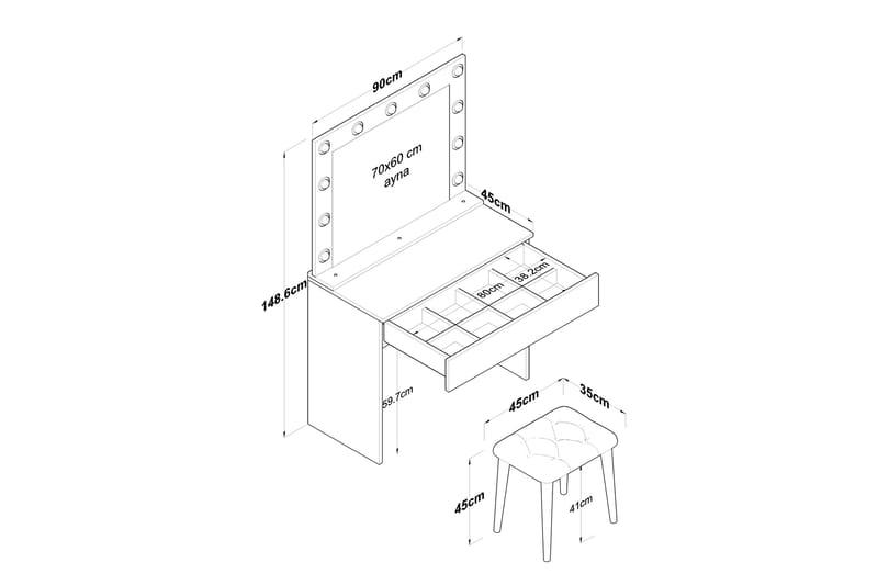 Rambiri Sminkbord 90 cm Glass - Möbler - Bord