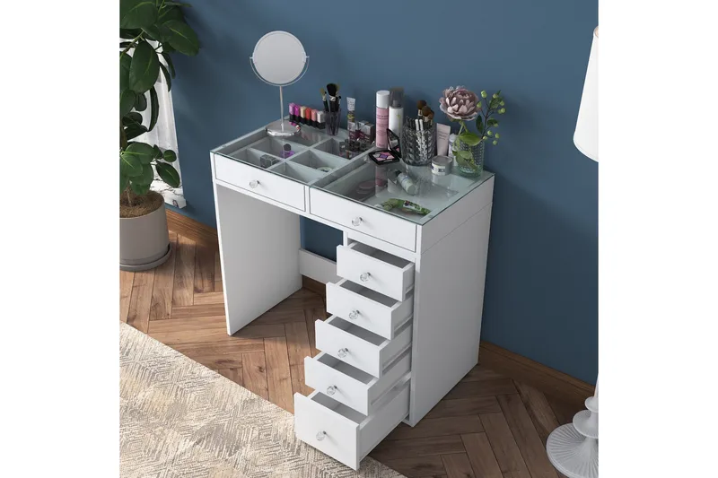 Ramender Sminkbord 90 cm - Glasskiva - Möbler - Bord