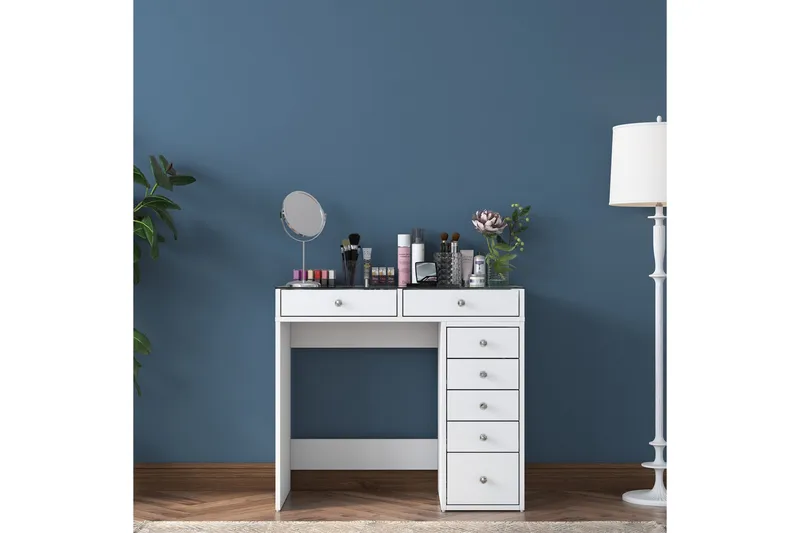 Ramender Sminkbord 90 cm - Glasskiva - Möbler - Bord