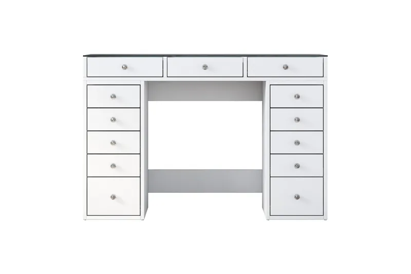 Ramender Sminkbord med förvaring Bordsskiva Glas 120 cm - Vit - Möbler - Bord