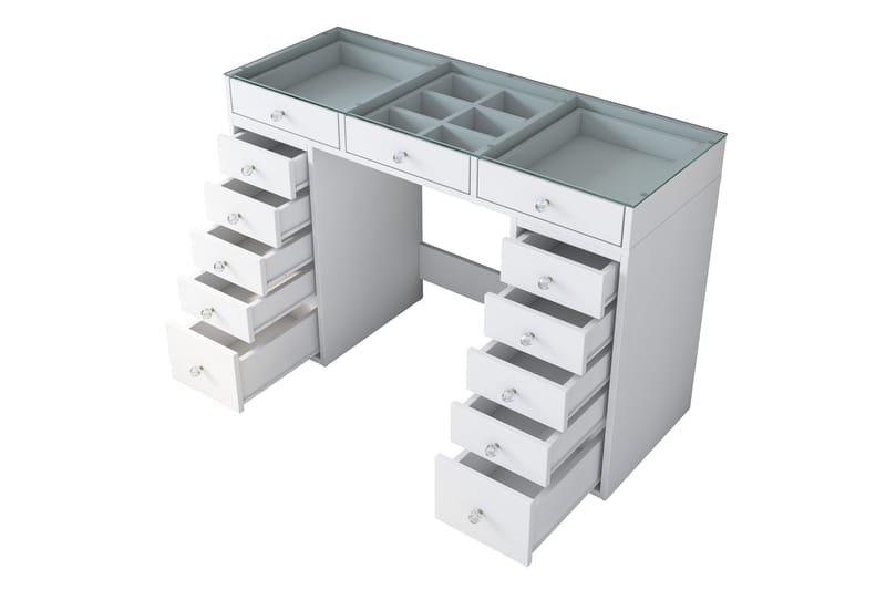 Ramender Sminkbord med förvaring Bordsskiva Glas 120 cm - Vit - Möbler - Bord