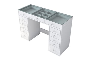 Ramender Sminkbord med förvaring Bordsskiva Glas 120 cm - Vit - Möbler - Bord