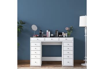 Ramender Sminkbord med förvaring Bordsskiva Glas 120 cm - Vit - Möbler - Bord