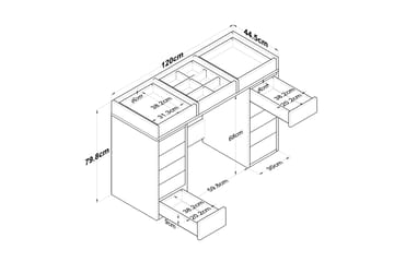 Ramender Sminkbord med förvaring Bordsskiva Glas 120 cm - Vit - Möbler - Bord