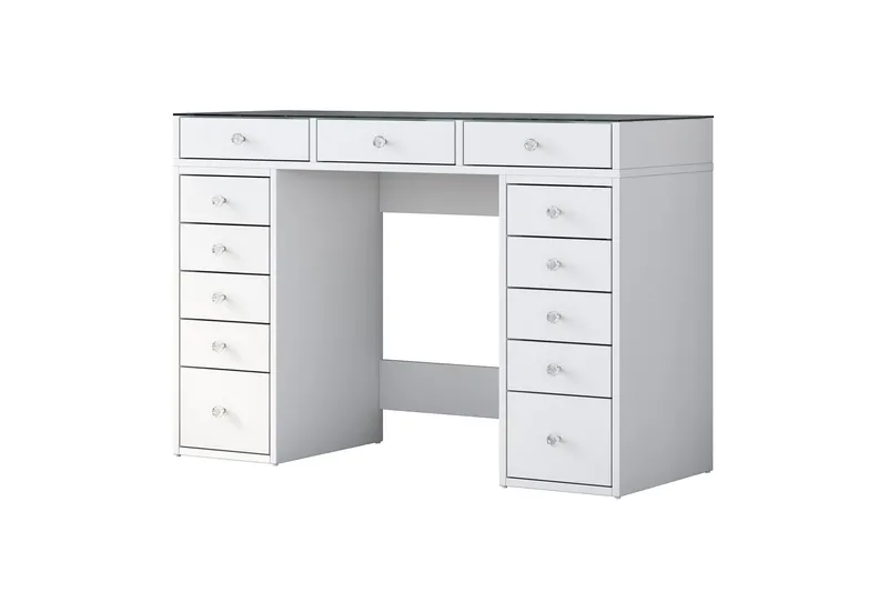 Ramender Sminkbord med förvaring Bordsskiva Glas 120 cm - Vit - Möbler - Bord