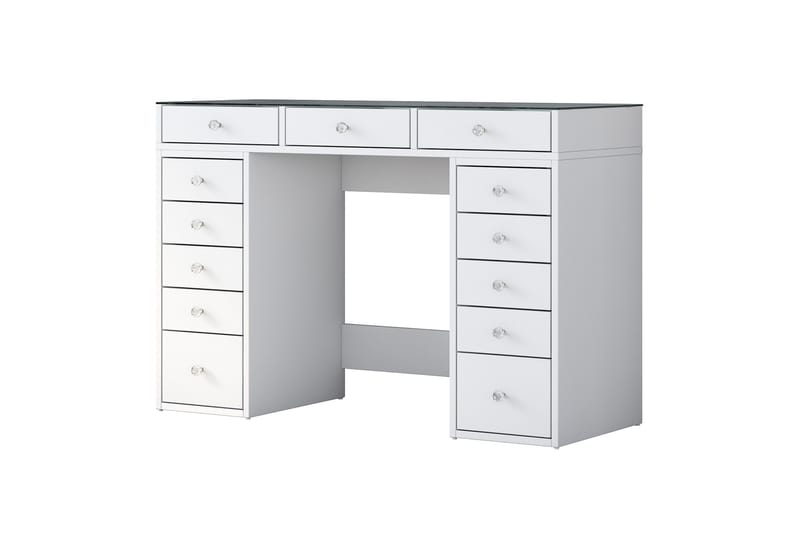 Ramender Sminkbord med förvaring Bordsskiva Glas 120 cm - Vit - Möbler - Bord