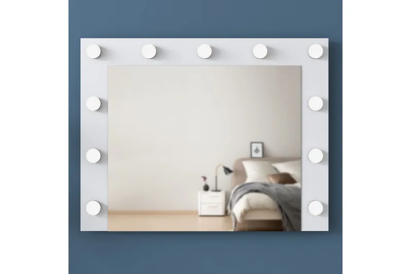 Ramender Stort Sminkbord med spegel och lampor med förvaring - Vit - Möbler - Bord