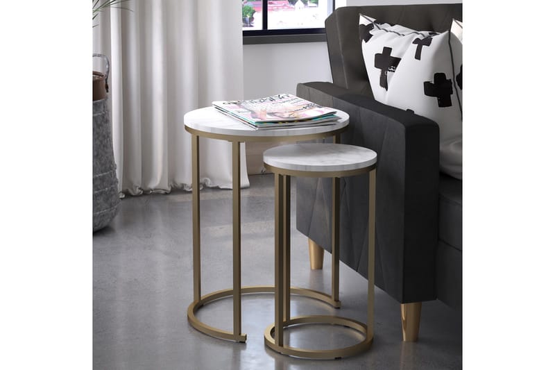 Revazi Sidobord Marmor - Vit - Möbler - Bord
