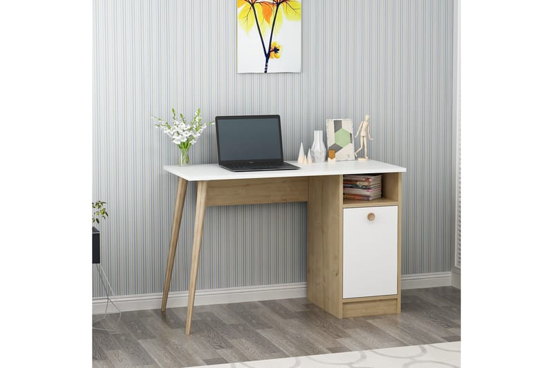 RIJNSA Skrivbord 110 cm Vit/Natur - Möbler - Bord