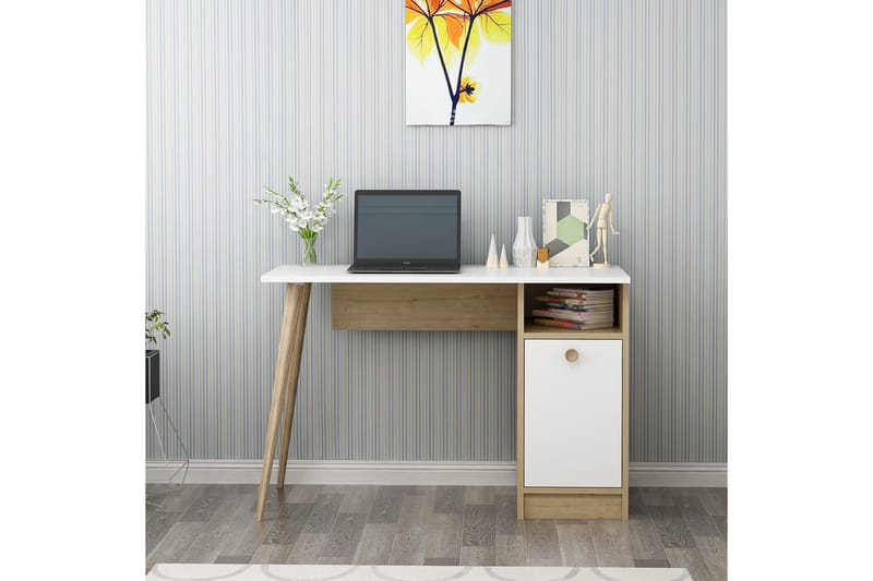 RIJNSA Skrivbord 110 cm Vit/Natur - Möbler - Bord