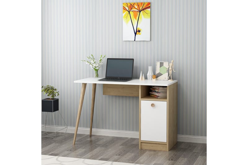RIJNSA Skrivbord 110 cm Vit/Natur - Möbler - Bord
