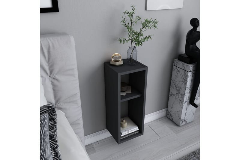 Rinorea Vägghängt Sängbord & Nattduksbord 23,2x59,6 cm i Trä med Valnötsutseende, Förvaring med Hyllor - Antracit - Möbler - Bord