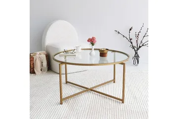 Rowman Soffbord 83 cm Runt - Guld/Glas - Möbler - Bord