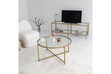 Rowman Soffbord 83 cm Runt - Guld/Glas - Möbler - Bord