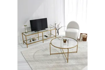 Rowman Soffbord 83 cm Runt - Guld/Glas - Möbler - Bord