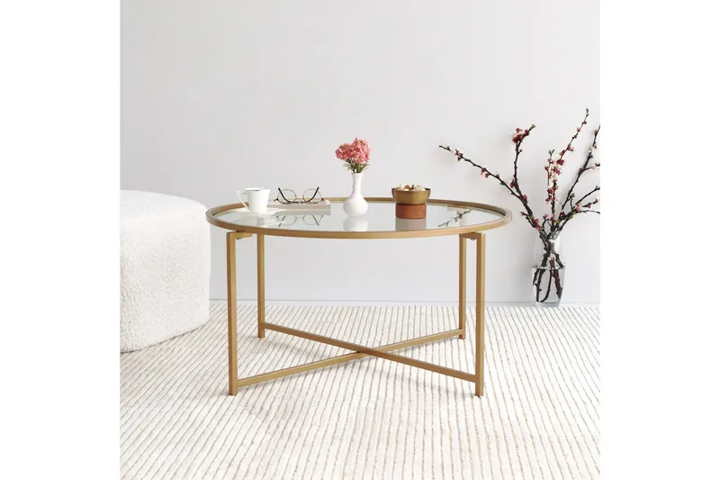 Rowman Soffbord 83 cm Runt - Guld/Glas - Möbler - Bord