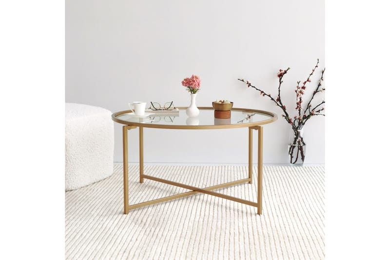 Rowman Soffbord 83 cm Runt - Guld/Glas - Möbler - Bord