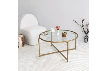 Rowman Soffbord 83 cm Runt - Guld/Glas - Möbler - Bord