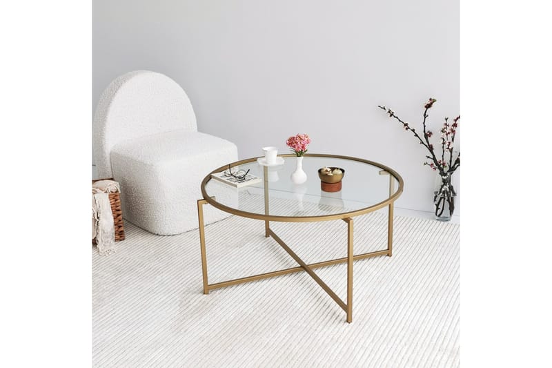 Rowman Soffbord 83 cm Runt - Guld/Glas - Möbler - Bord