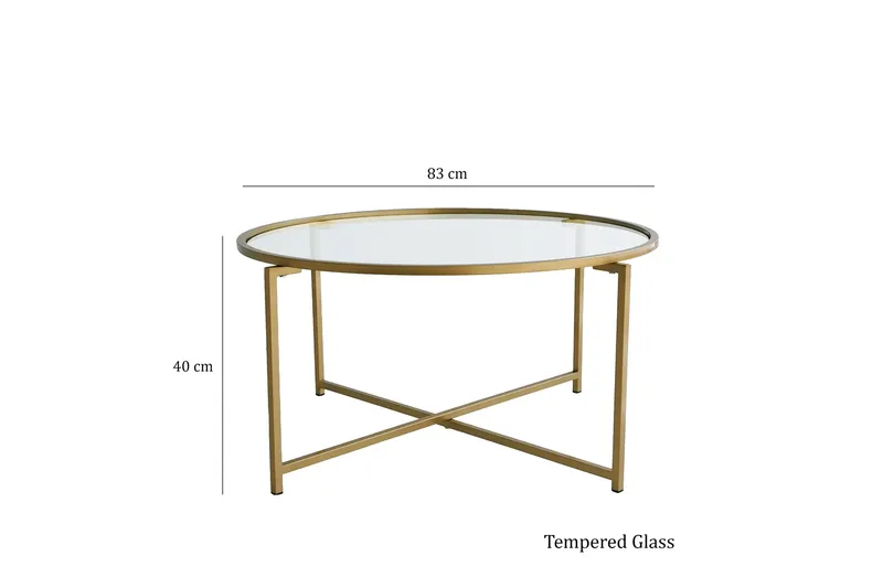 Rowman Soffbord 83 cm Runt - Guld/Glas - Möbler - Bord