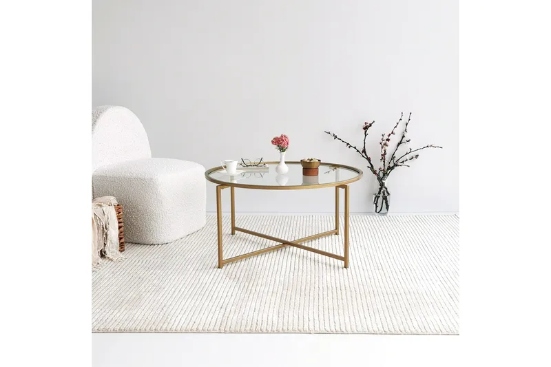 Rowman Soffbord 83 cm Runt - Guld/Glas - Möbler - Bord
