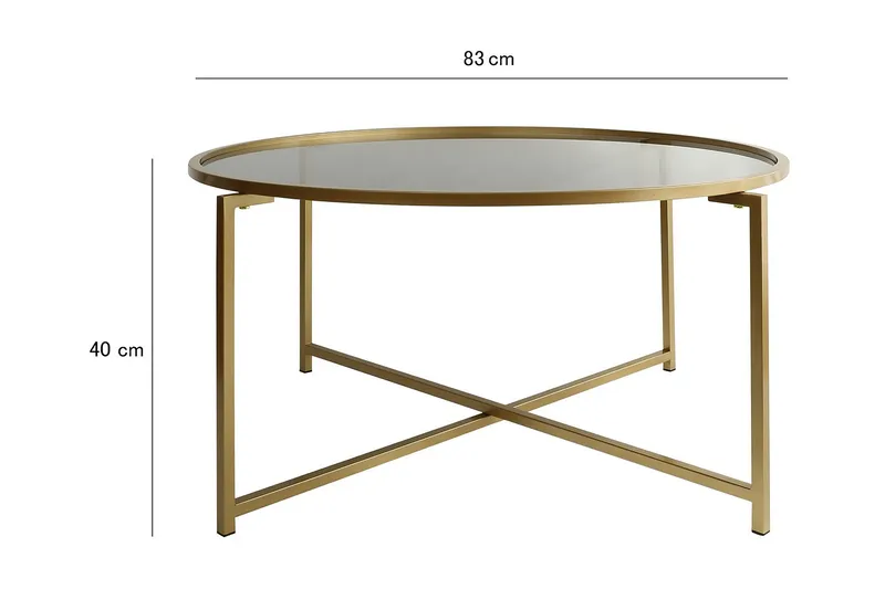 Rowman Soffbord 83 cm Runt - Guld/Rökfärgat Glas - Möbler - Bord